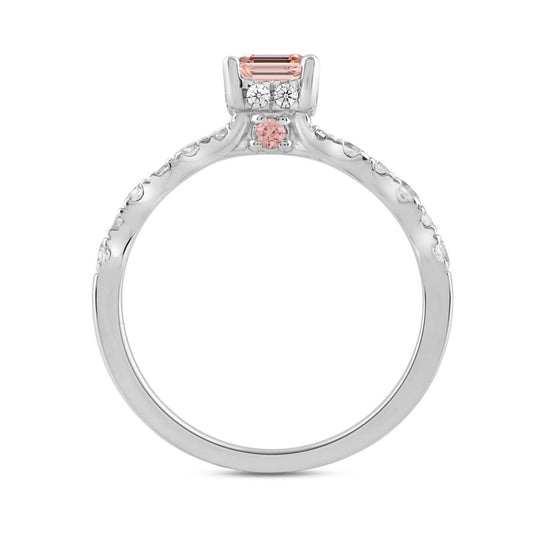 1.50ctw Lab Grown Pink Emerald Diamond Engagement Ring 14k White Gold