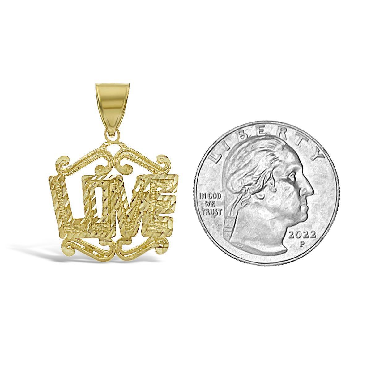 Love Pendant Charm 10k Yellow Gold 1.2 inch