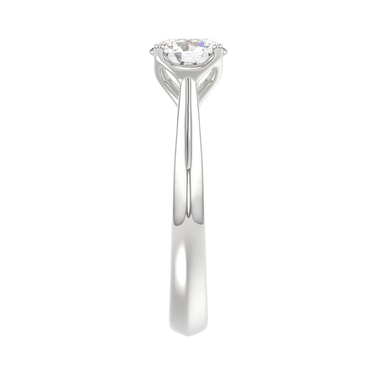1 ct Lab Grown Round Diamond Solitaire Engagement Ring 14k White Gold
