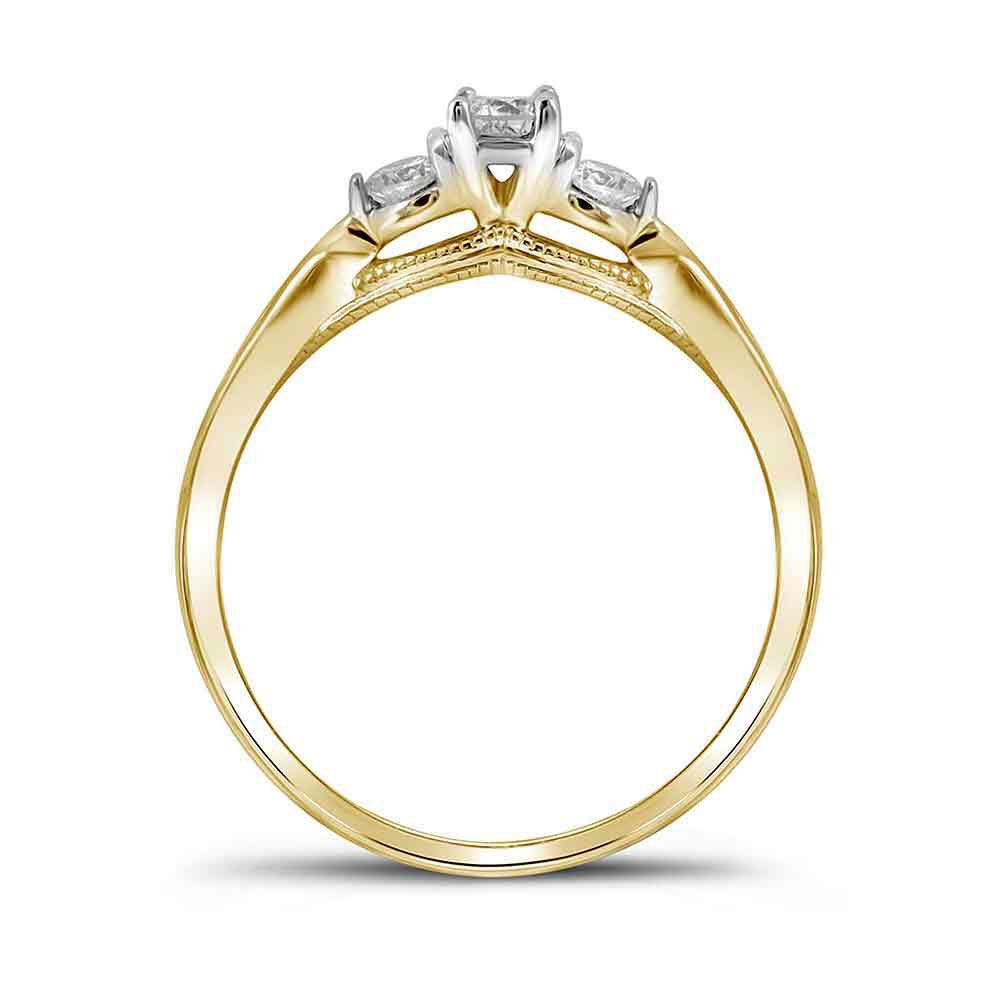 3/8cttw Round Diamond Three stone Engagement Ring 10k Yellow Gold