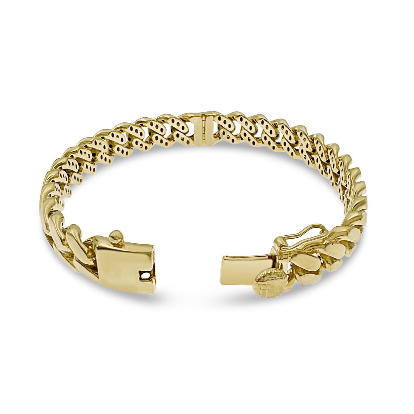 10K Yellow Gold Cuban Link Hinged Bangle Bracelet