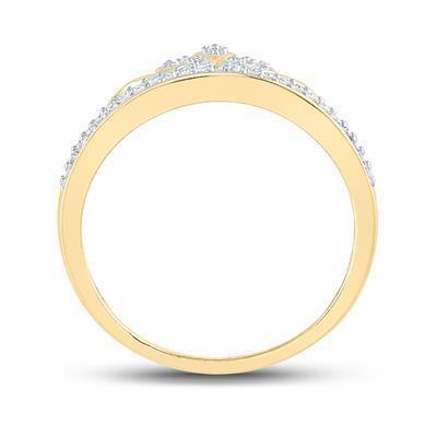 Natural Diamond Crown Tiara Ring Band 10k Yellow Gold Womens