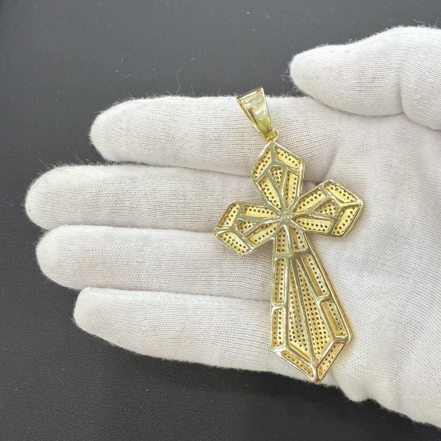 925 Sterling Silver Gold Plated Large Cross Pendant