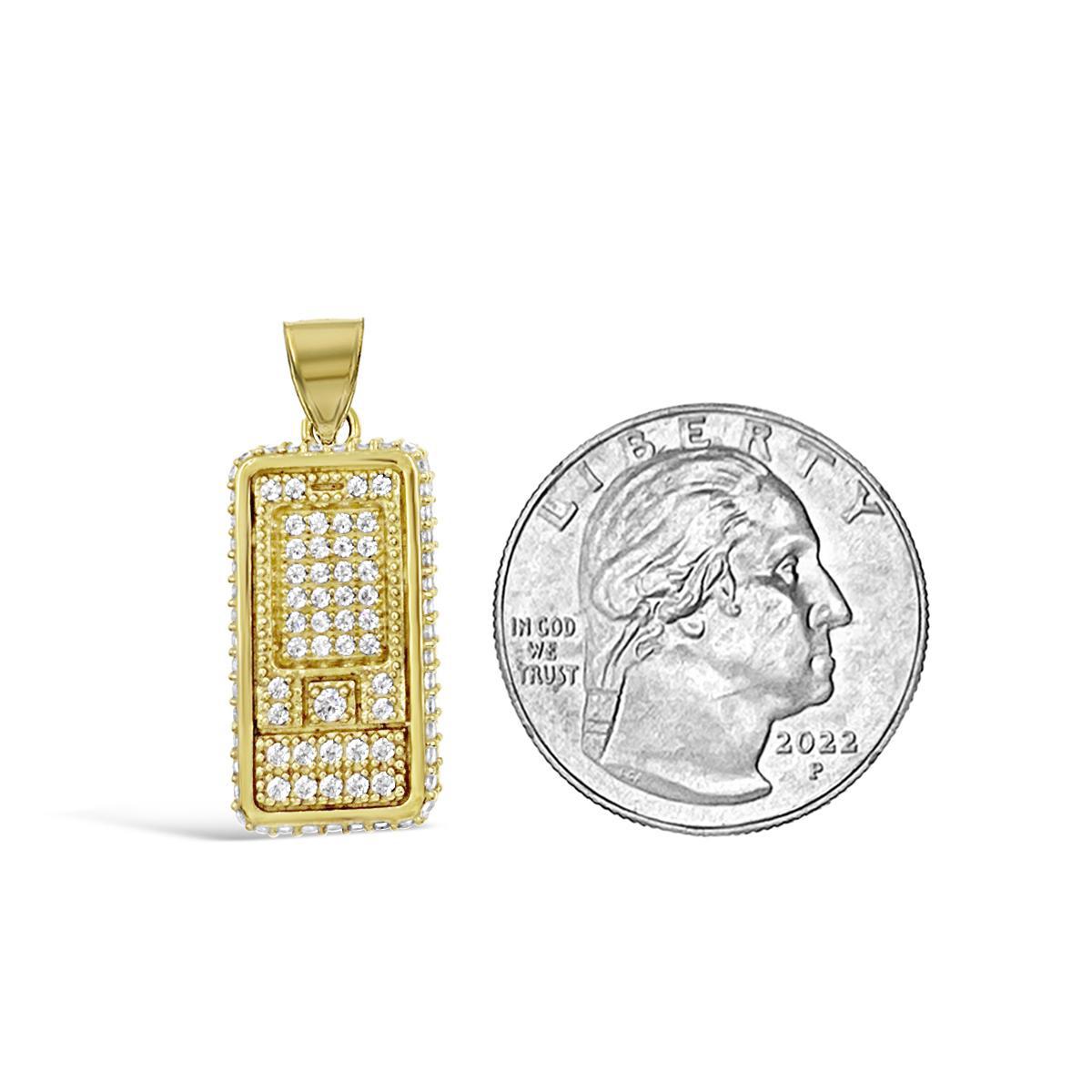 14K Yellow Gold Rectangle Dog Tag Pendant