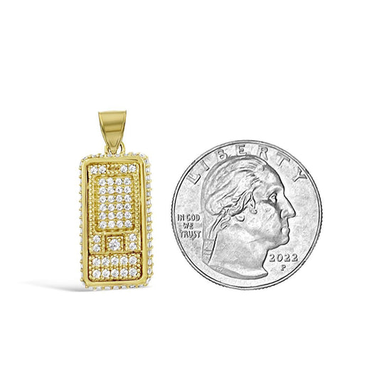 14K Yellow Gold Rectangle Dog Tag Pendant