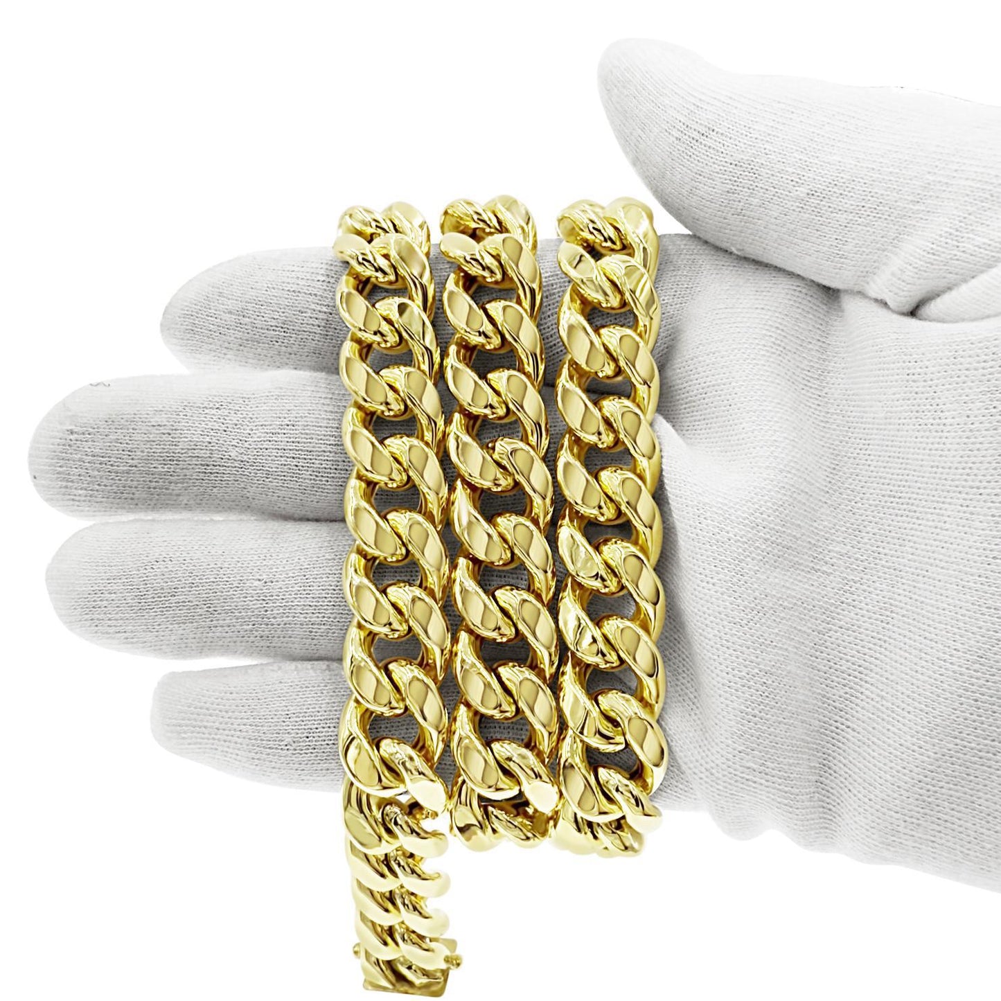 10k Yellow Gold Miami Cuban Link 13mm Chain Mens Necklace