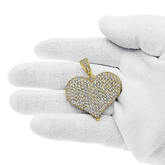 Pave Heart Photo Locket Gold over 925 Sterling Silver