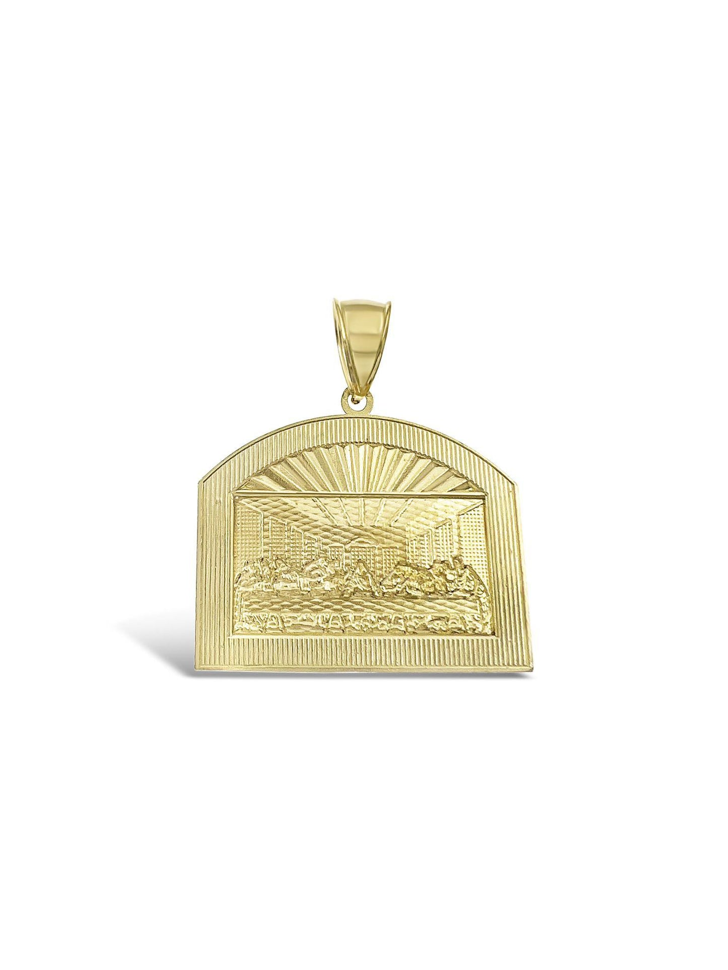 10k Yellow Gold Last Supper Pendant Men Charm 1.6"