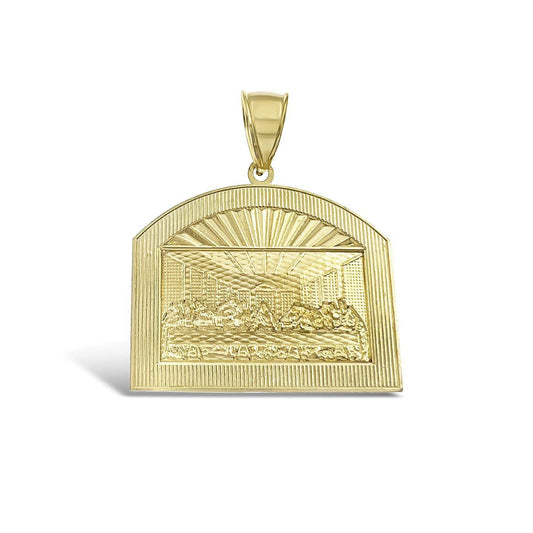 10k Yellow Gold Last Supper Pendant Men Charm 1.6"