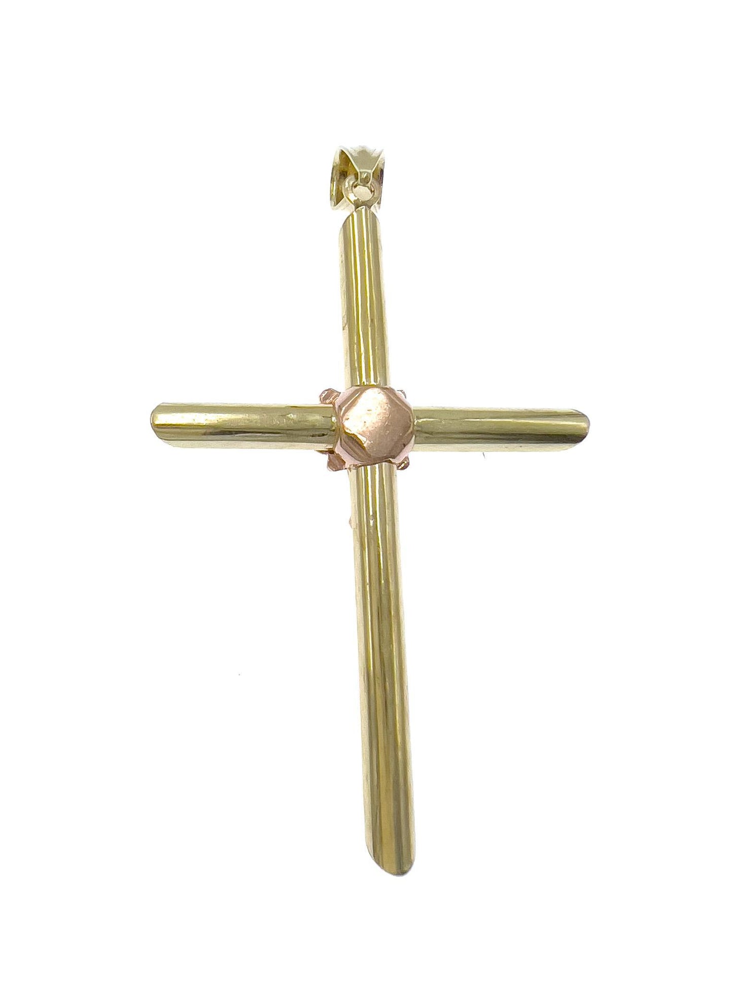 Crucifix Pendant Cross 10k Yellow Rose Gold Charm 2.6"