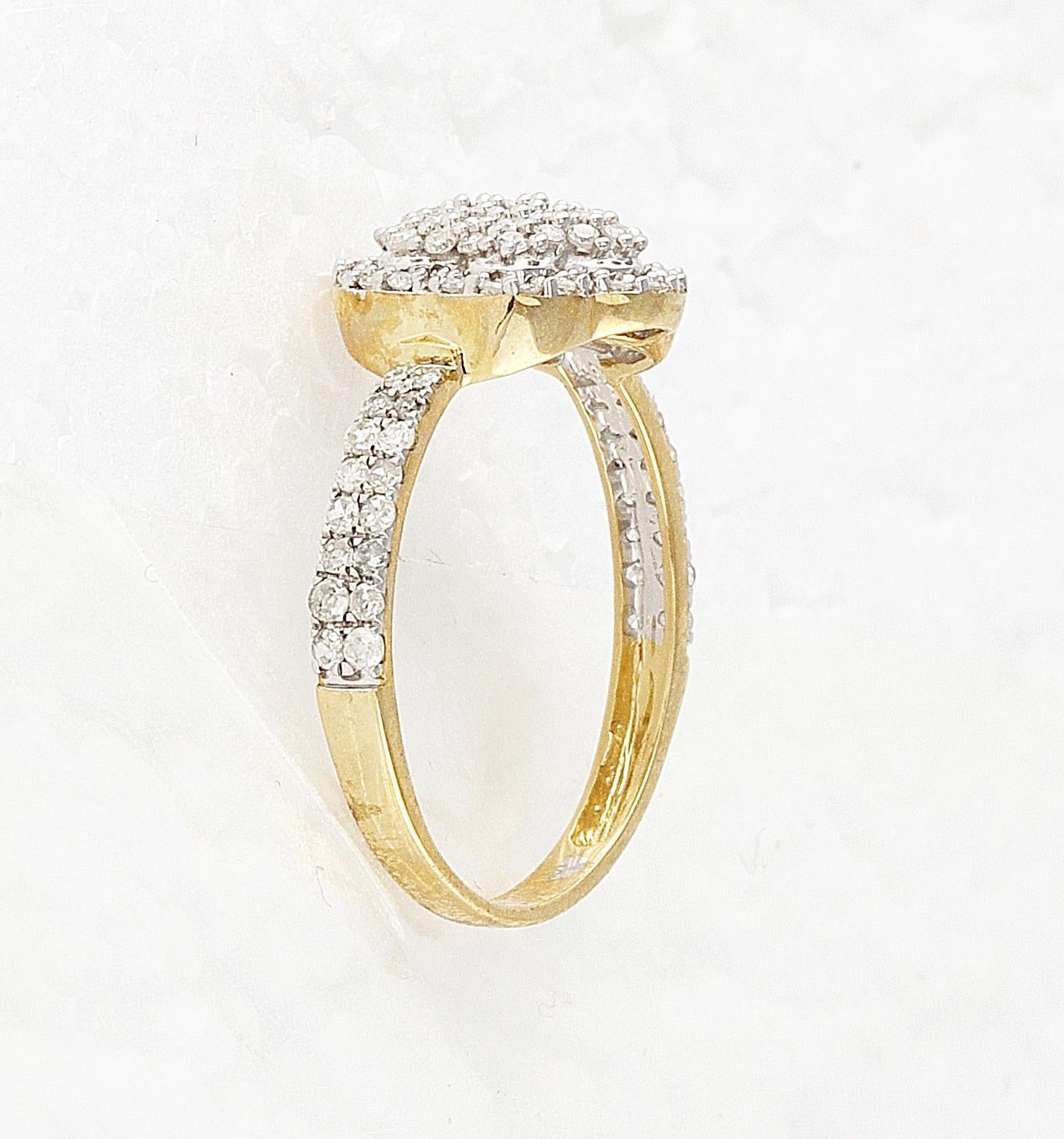 0.50cttw Diamond Engagement Flower Cluster Womens Ring 10k Yellow Gold