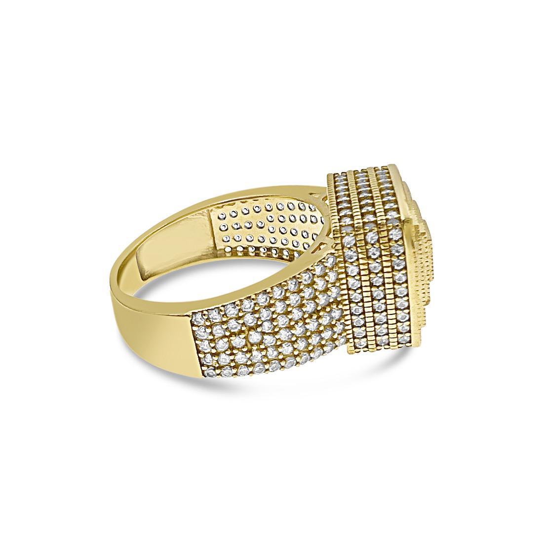 10k Yellow Gold Signet Ring Mens Square Pinky CZ