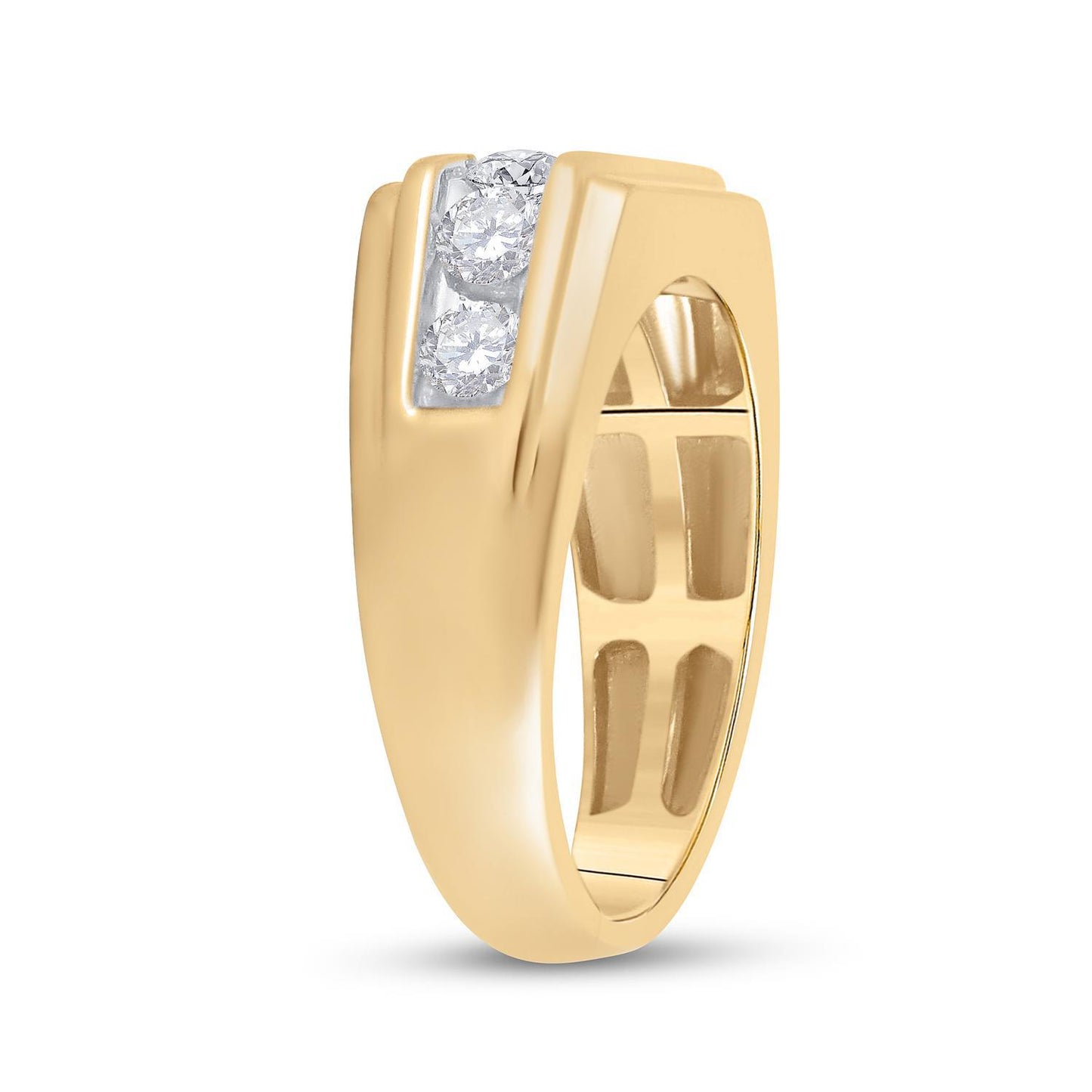 1 cttw Diamond Single Row Flat Top Mens Band Ring 10k Yellow Gold