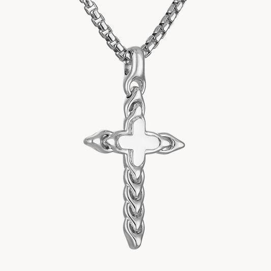 Bulova Link 0.20cttw Diamond Cross Pendant Necklace 925 Silver BVP1085-WSQ7