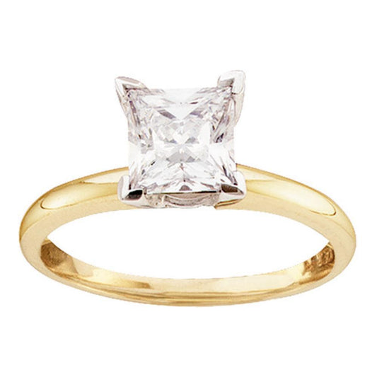 14K Gold Princess Cut Engagement Diamond Solitaire Ring 0.50ctw