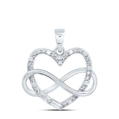 Diamond Heart Infinity Womens Pendant Charm 925 Sterling Silver