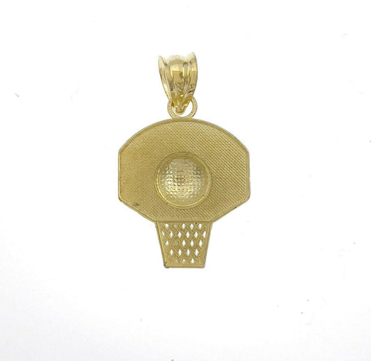 Basketball Sport Pendant Charm 10k Yellow Gold 1.4 inch