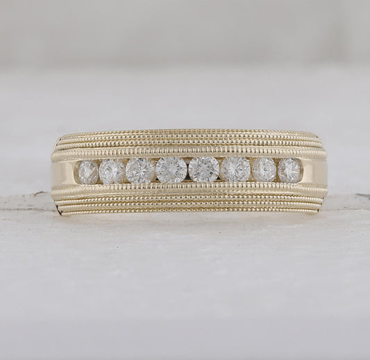 0.50ctw Diamond Wedding Anniversary Mens Band 10k Yellow Gold
