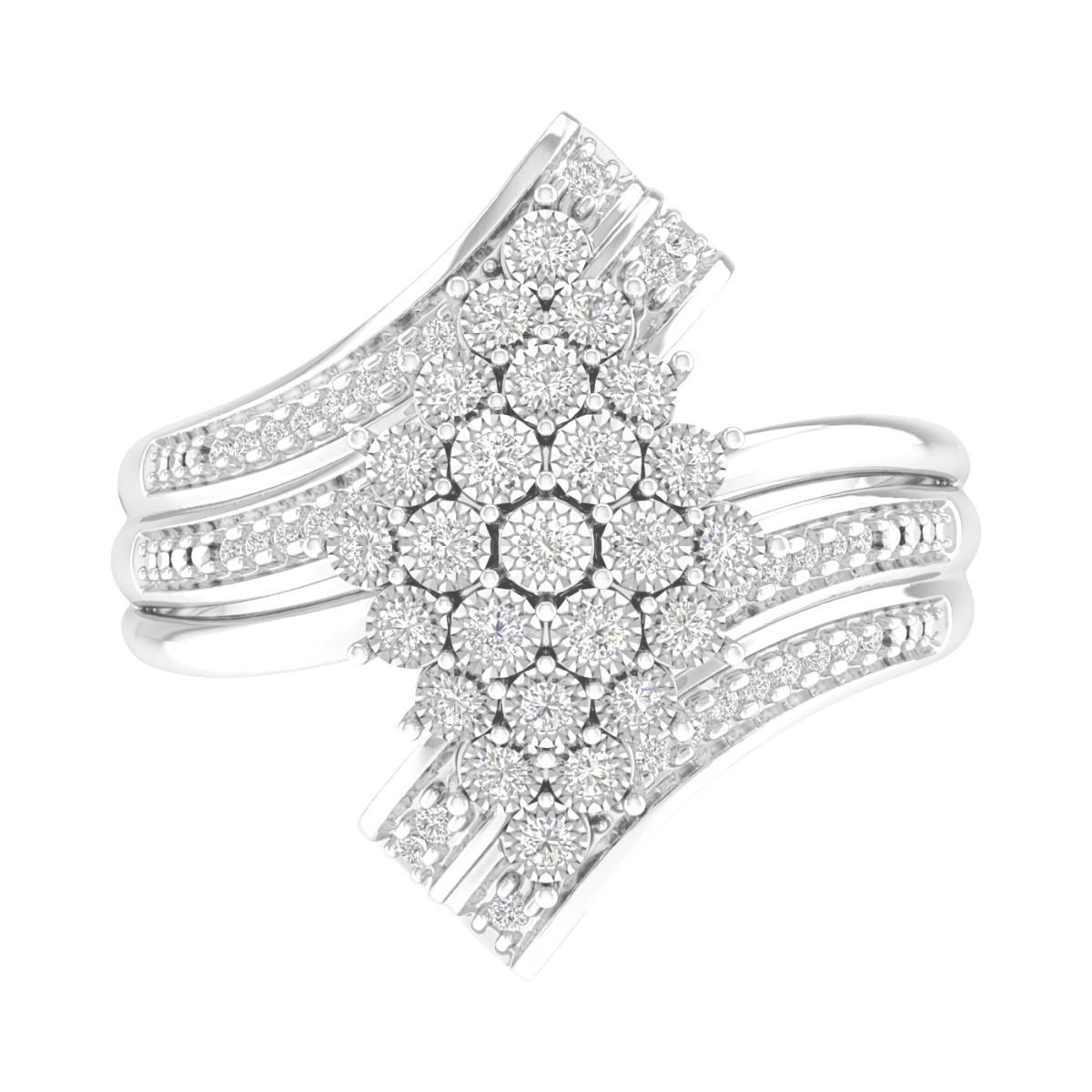 0.25 cttw Diamond Bypass Ring Band 925 Sterling Silver