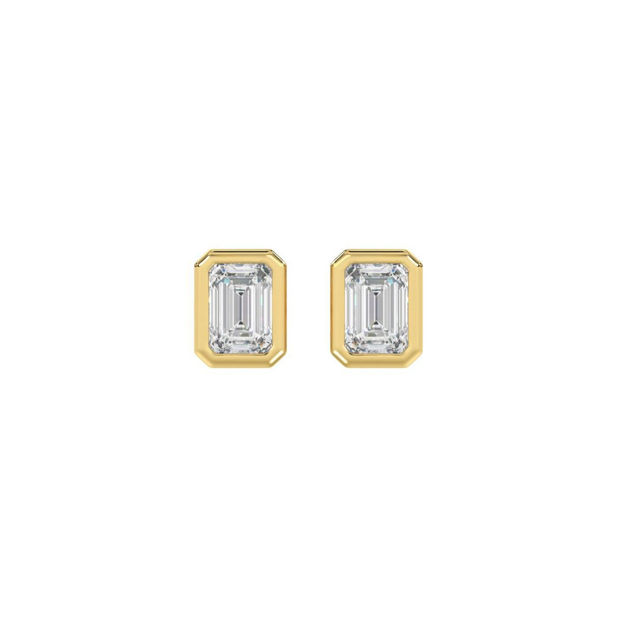 1 ct Lab Grown Emerald Diamond Solitaire Stud Earrings 14k Gold Screw Back