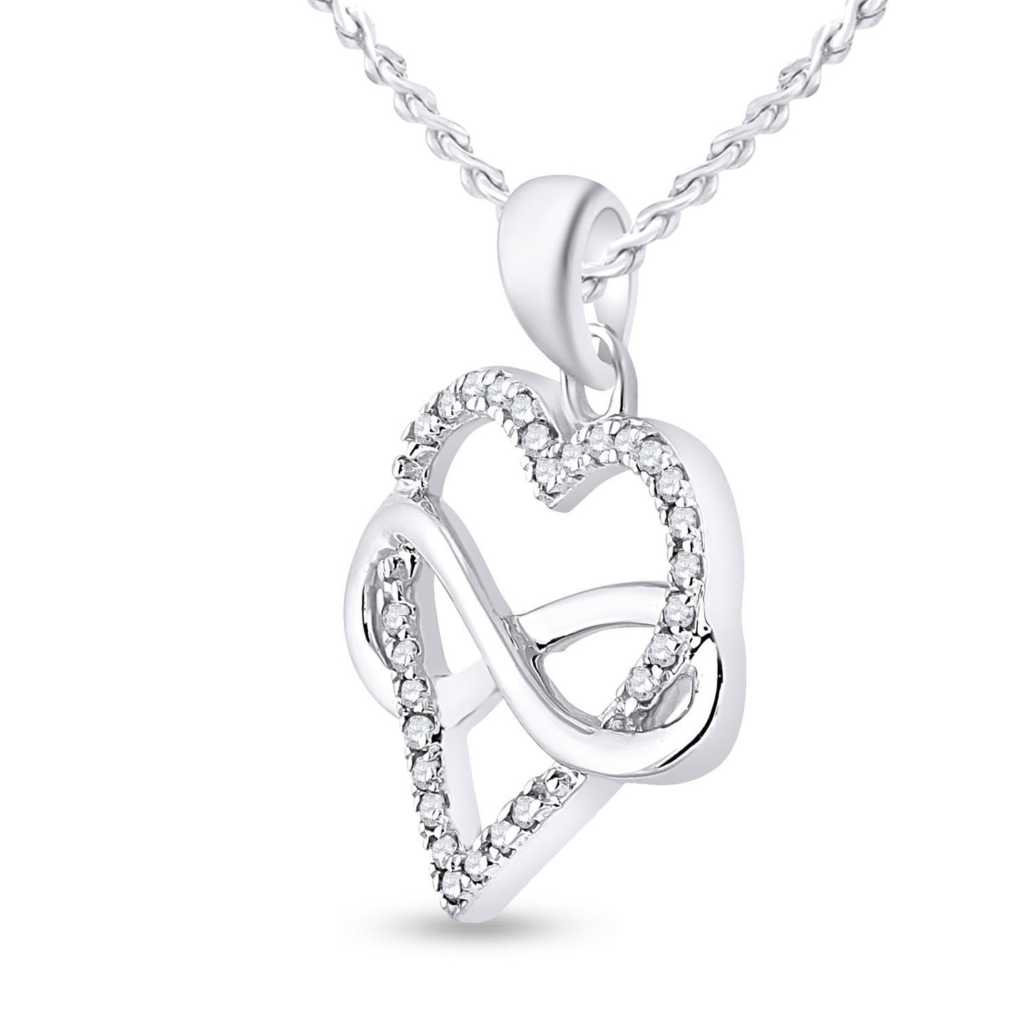 Diamond Heart Infinity Pendant 925 Sterling Silver Charm