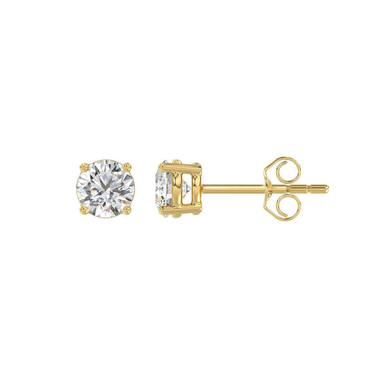 0.5ct Lab Grown Round Diamond Solitaire IGI Certified Earrings Stud 14k Gold