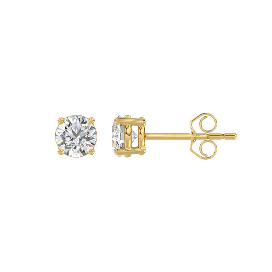 0.5ct Lab Grown Round Diamond Solitaire Stud Earrings 14k Gold