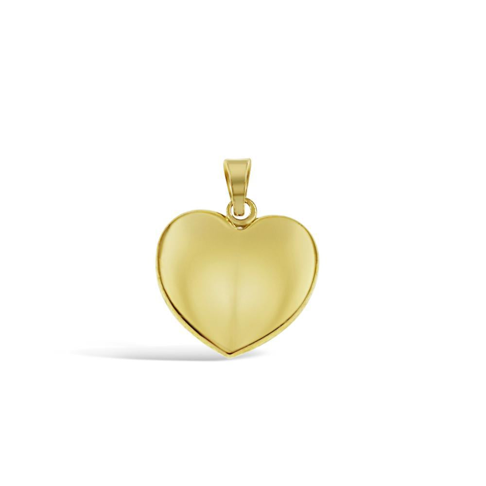 14k Gold Two-Tone Puff Heart Pendant Textured Striped Love Charm