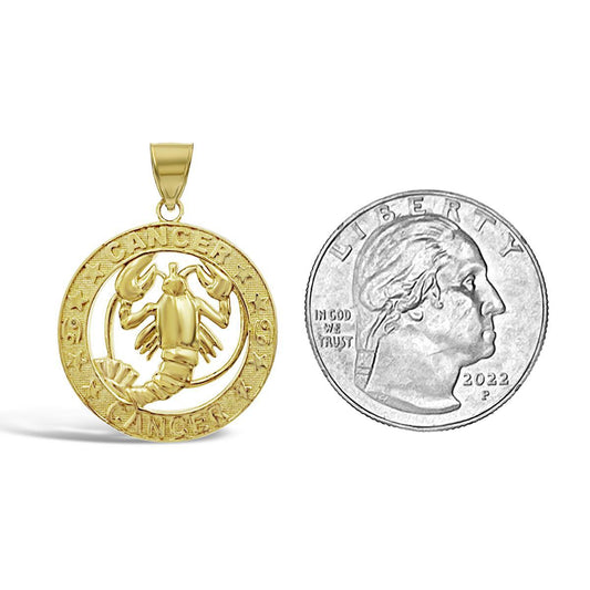 10k Yellow Gold Cancer Pendant Zodiac Star Sign