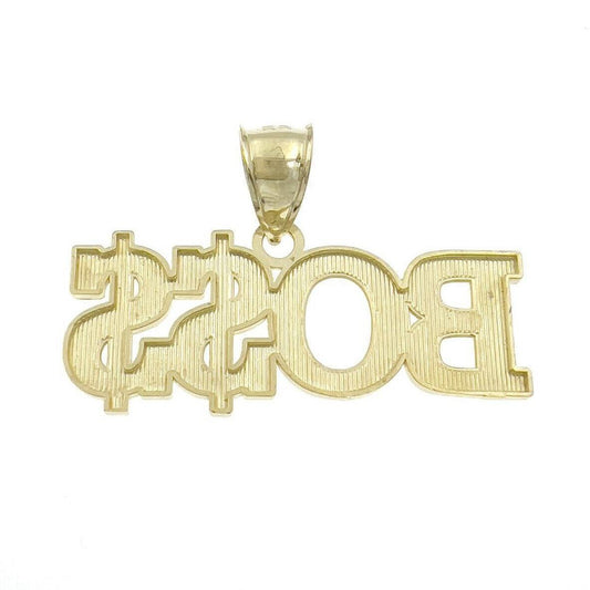 10K Gold BOSS Dollar Sign Money Pendant