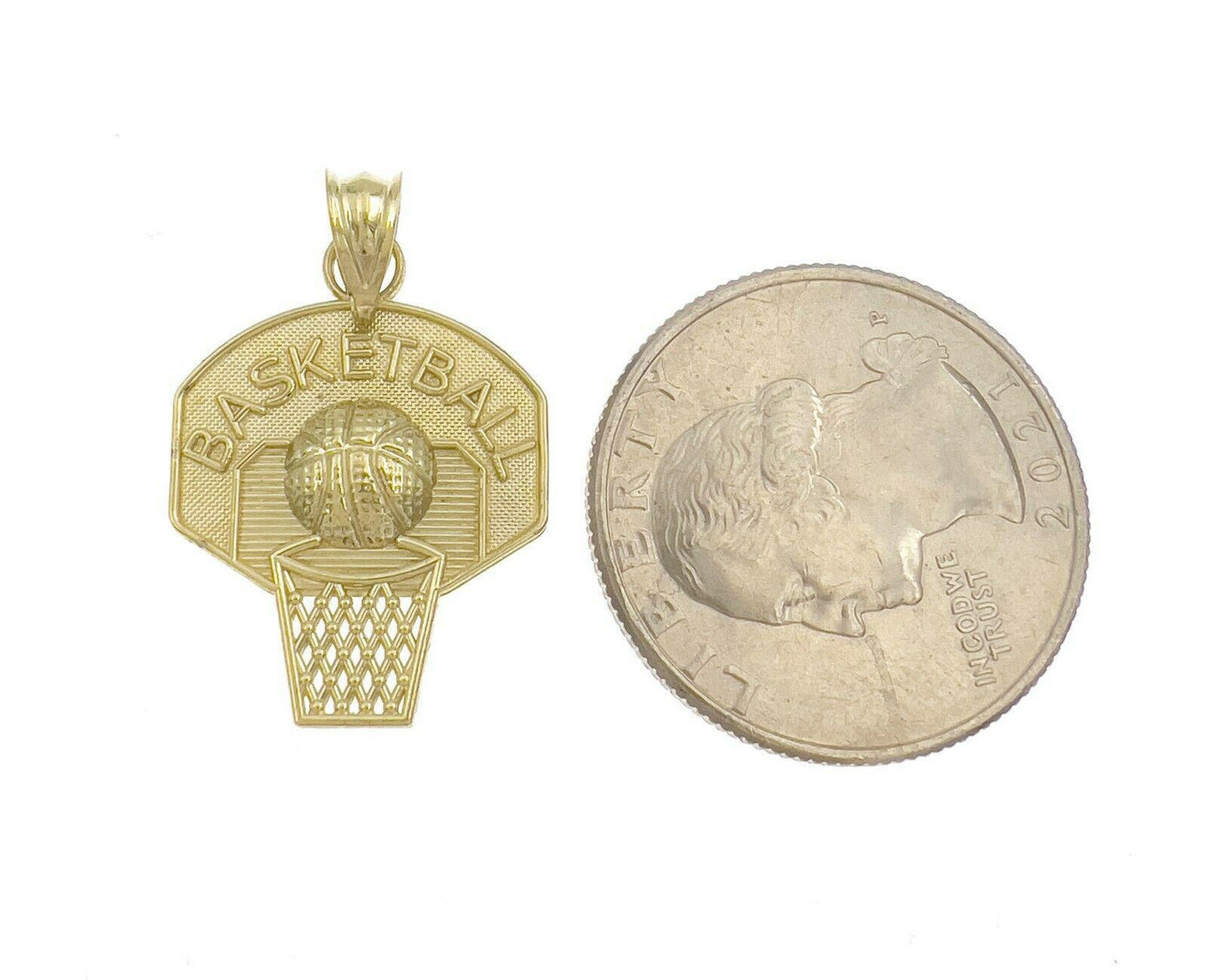 Basketball Sport Pendant Charm 10k Yellow Gold 1.1 inch