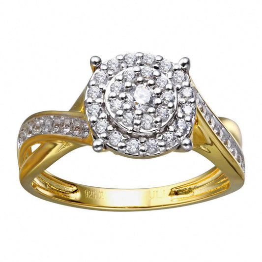 0.50ctw Diamond Round Cluster Twisted Engagement Ring Band 10k Yellow Gold
