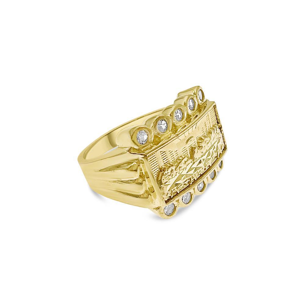 Last Supper Mens Signet Ring 10k Yellow Gold Band