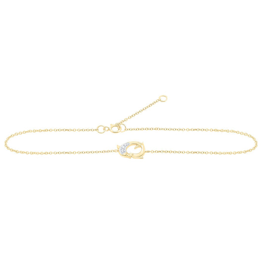 Diamond Dolphin Anklet 10K Yellow Gold