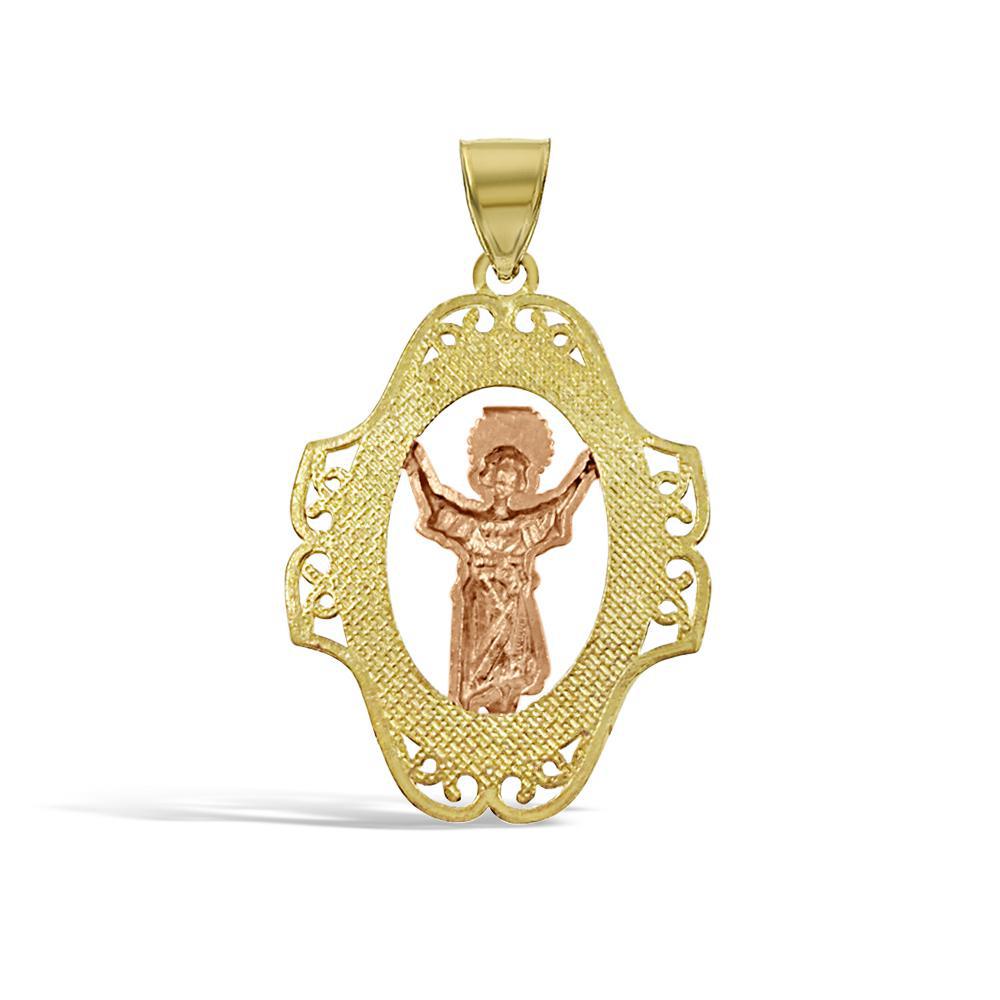 14k Tri Color Gold Divino Niño Baby Jesus Pendant Medallion Religious Charm