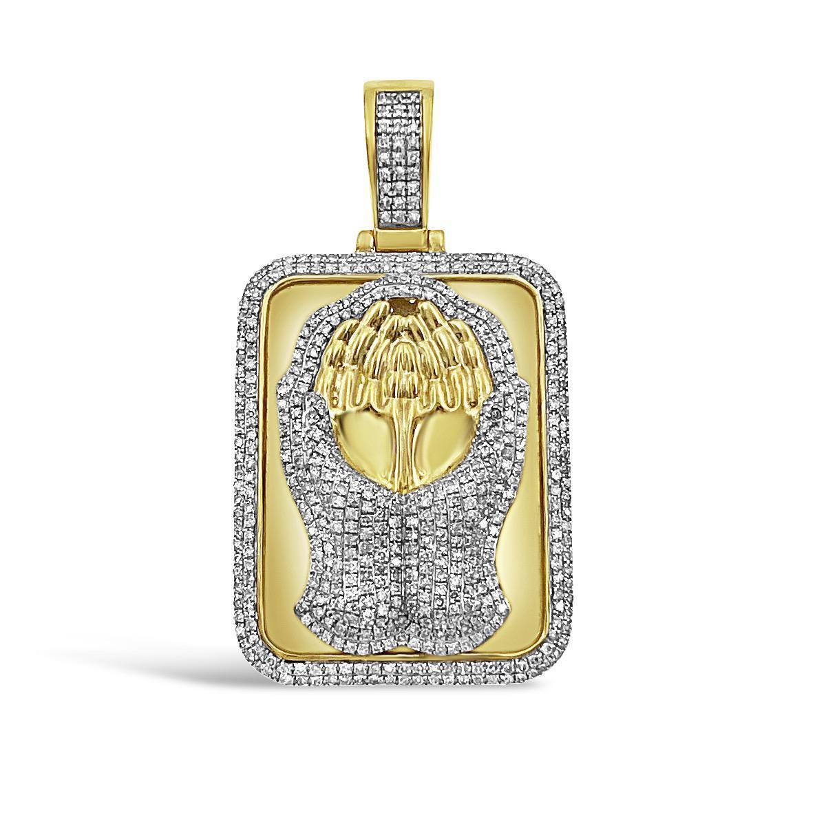 1.50 Cttw Round Diamond Praying Hands Allah Muslim Pendant Charm 14k Yellow Gold