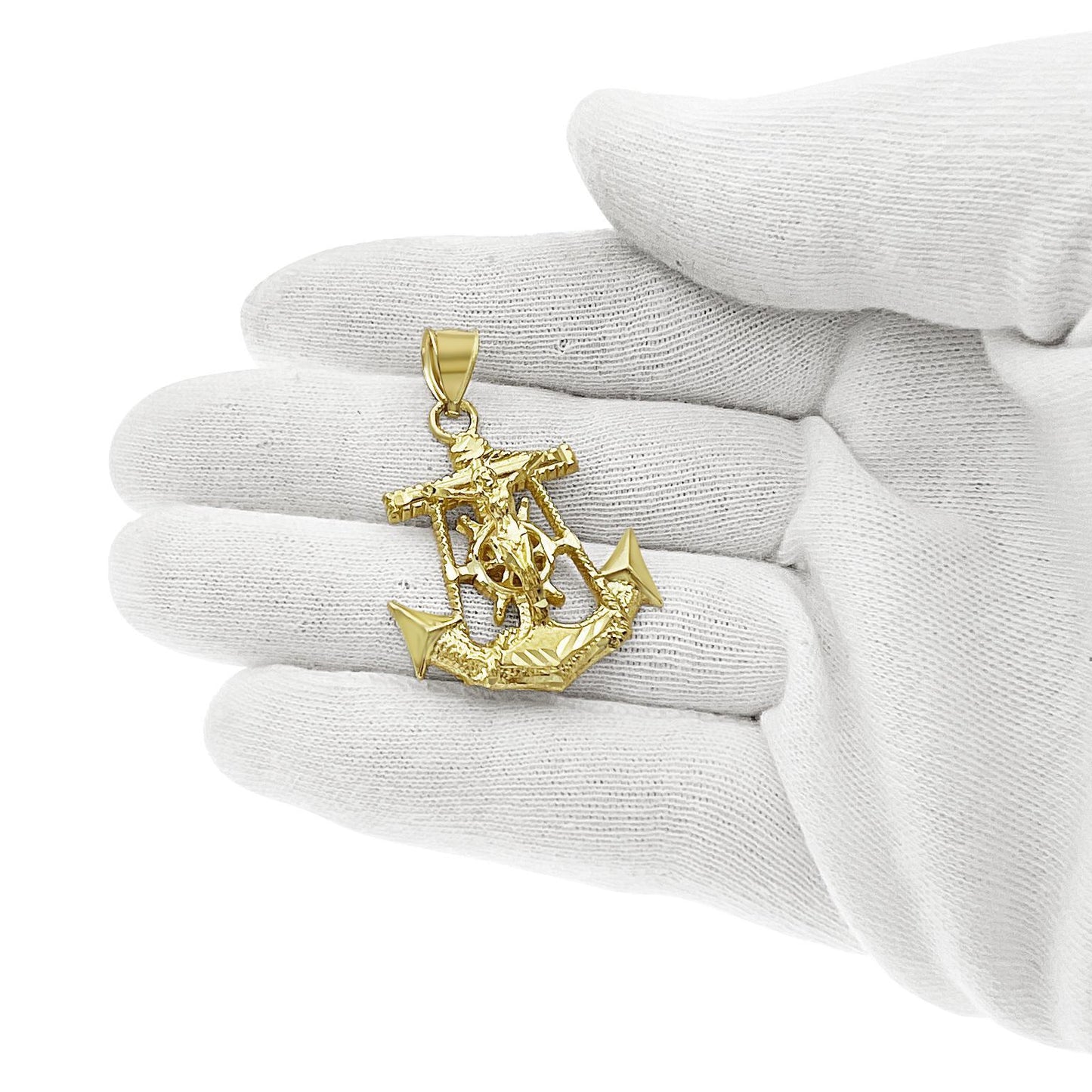 Anchor Jesus Crucifix Pendant 10k Yellow Gold