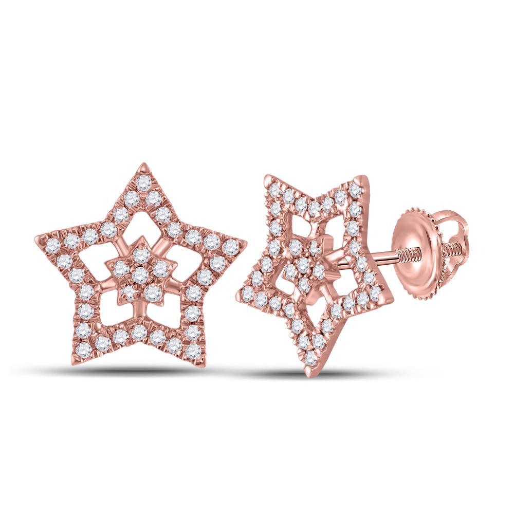 0.20ctw Diamond Star Stud Earrings 10k Rose Gold Screw back