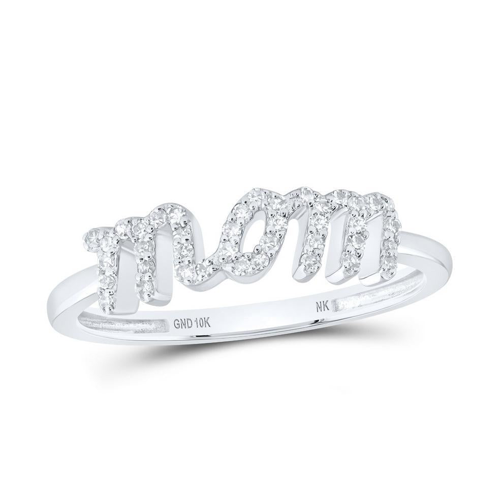 Round Diamond MOM Womens Band Ring 10k White Gold