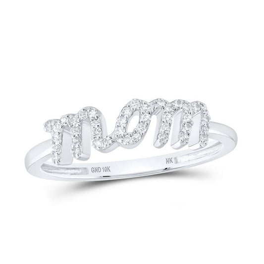 Round Diamond MOM Womens Band Ring 10k White Gold