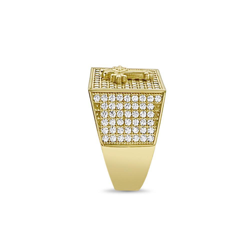 Cross Mens Signet Pinky Ring 10k Yellow Gold