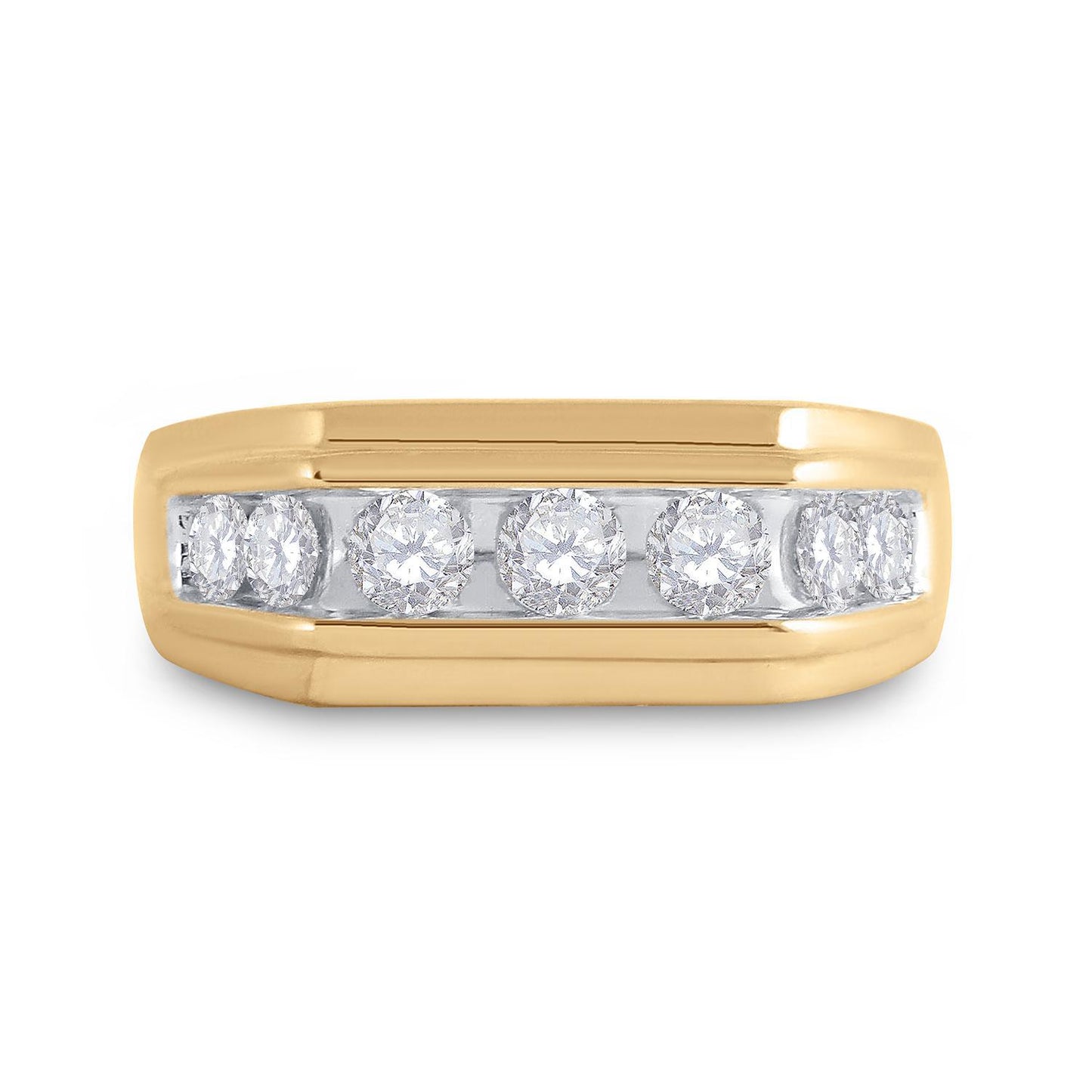1 cttw Diamond Single Row Flat Top Mens Band Ring 10k Yellow Gold