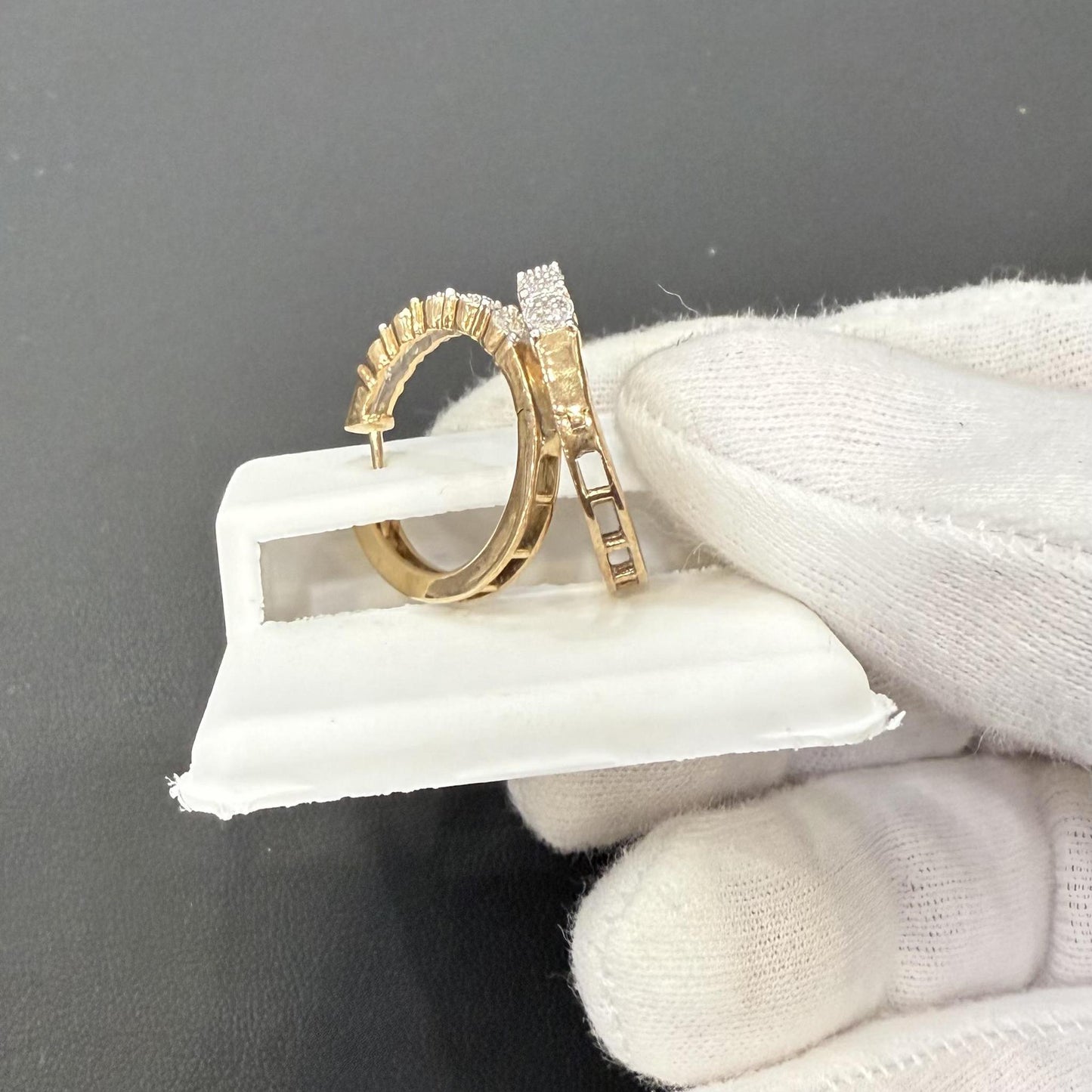 0.20 cttw Round Diamond Hoops Womens Earrings 10k Yellow Gold