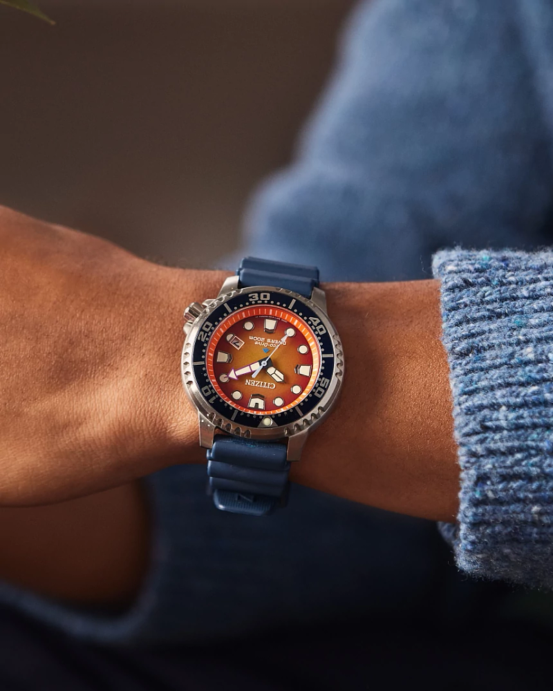 Citizen Eco-Drive Promaster Dive Orange Dial Mens Watch BN0169-03X