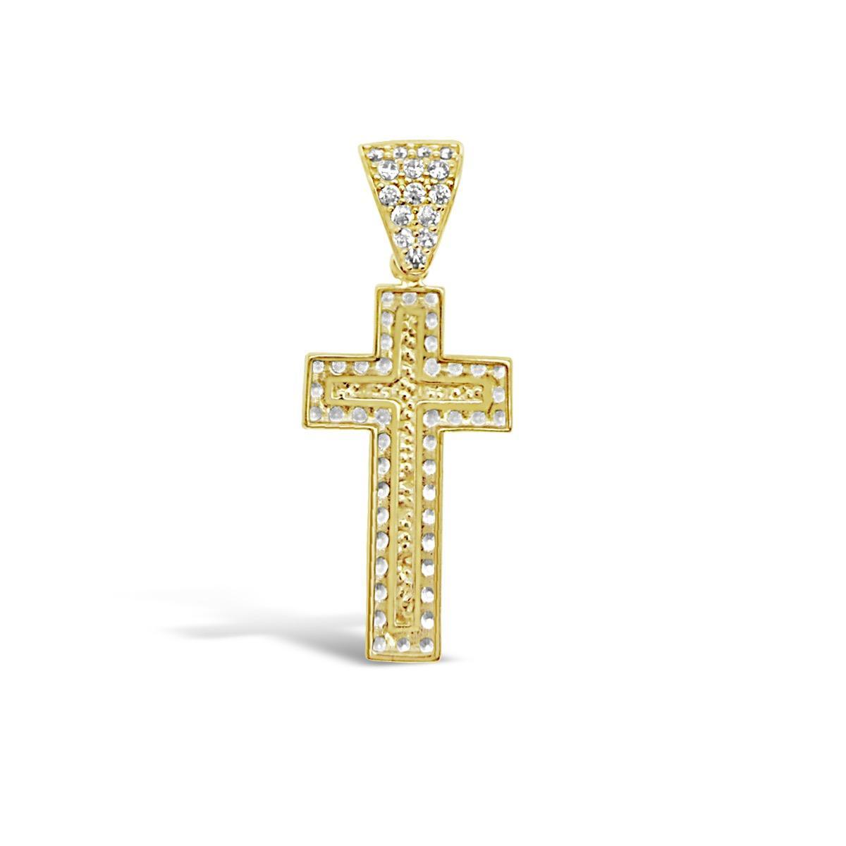 10K Yellow Gold Nugget Cross Pendant