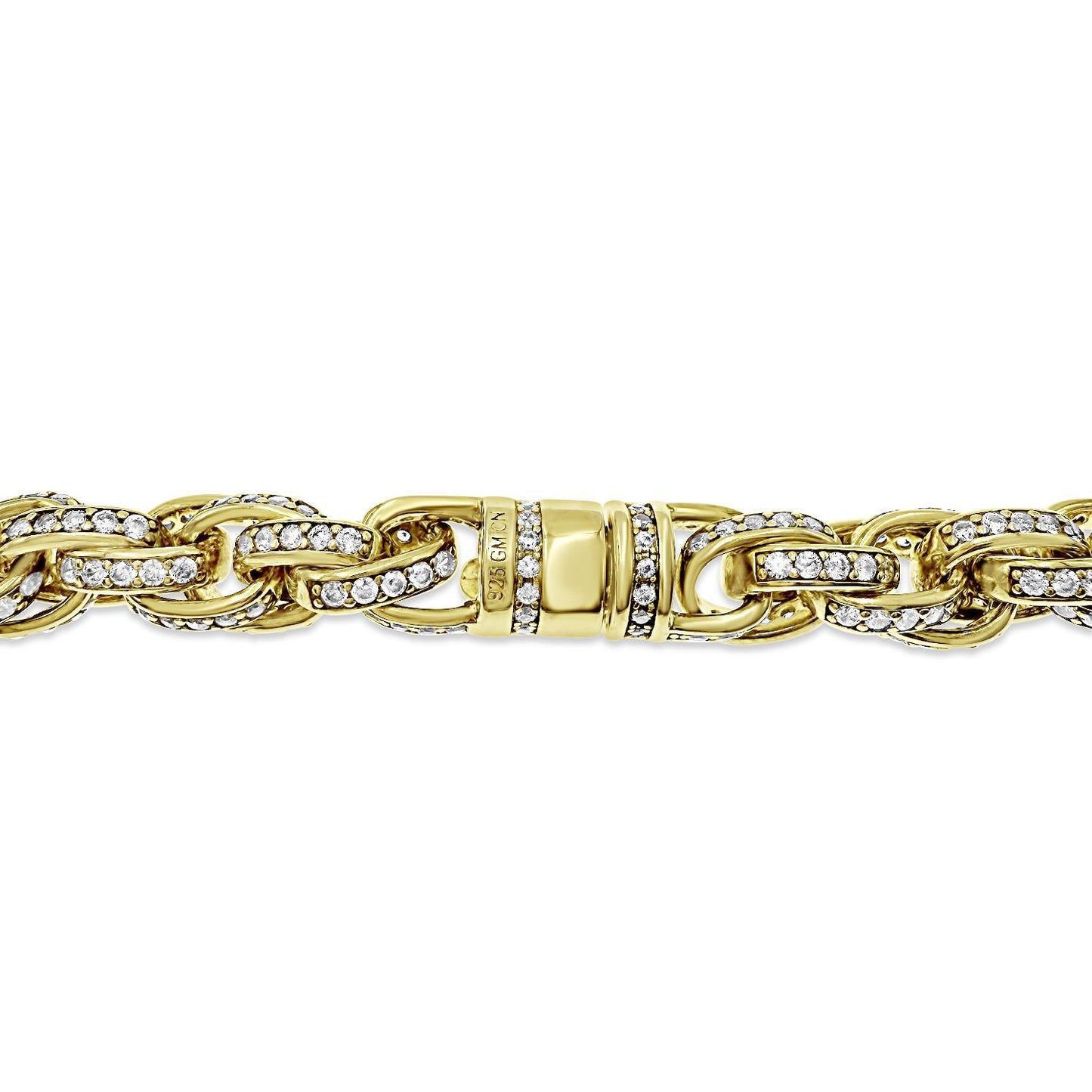 Solid Rope Iced Chain 8mm Necklace CZ Gold Over 925 Sterling Silver