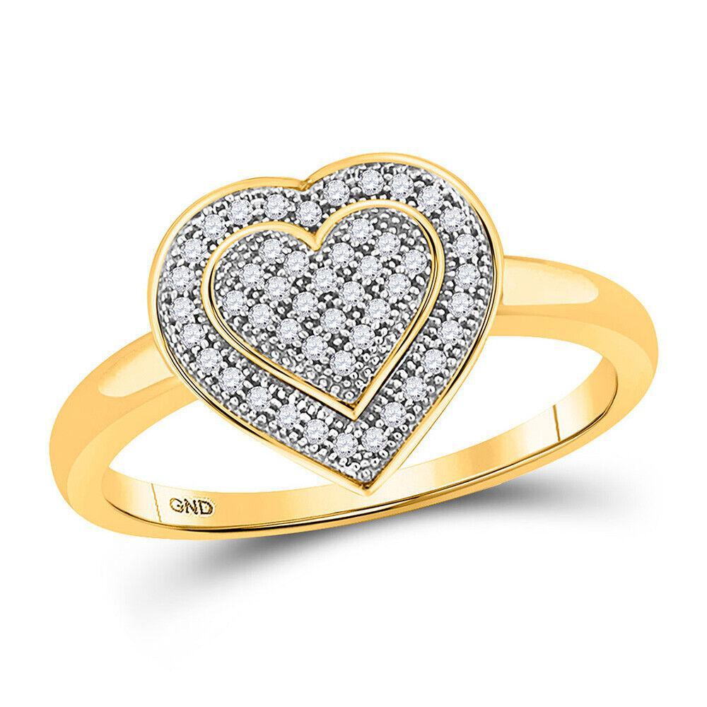 Diamond Heart Cluster Engagement Promise Womens Ring 10k Yellow Gold