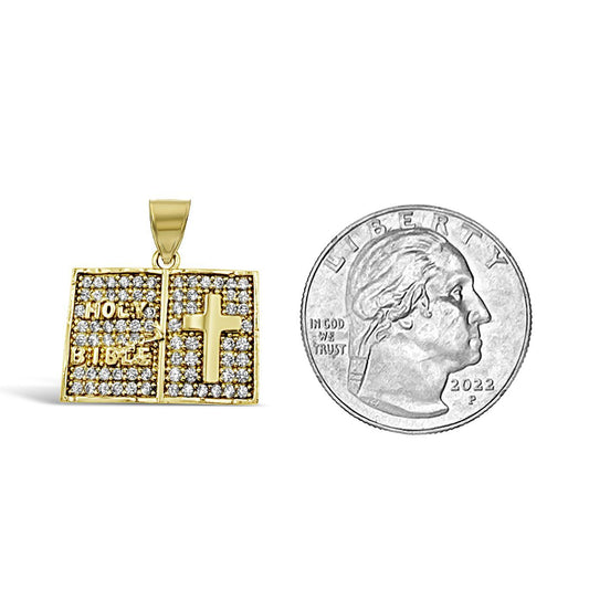 10K Yellow Gold Holy Bible Book Pendant