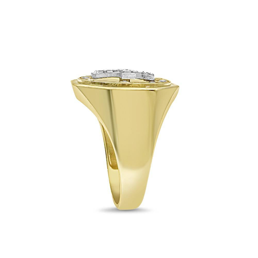 Egyptian Cross Ankh Octagon Mens Signet Pinky Ring 10k Yellow Gold