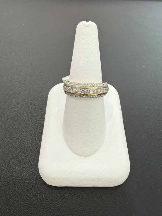 1 ctw Baguette / Round Diamond Men's Band 10k Yellow Gold